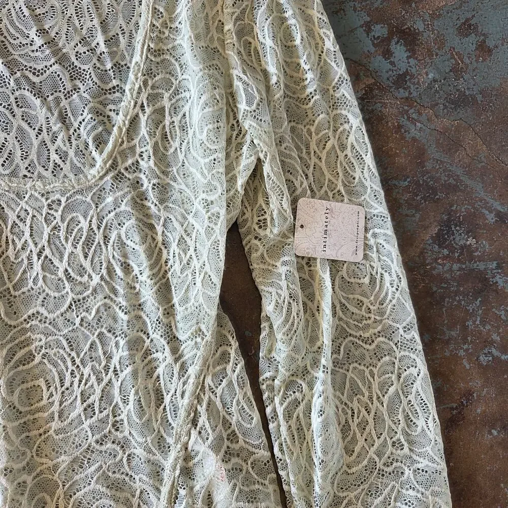 Free People Intimately In My Head Lace Bodysuit Size L Fern Moss Green Sheer